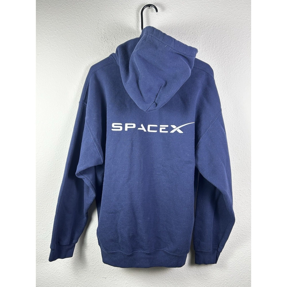 SpaceX Elon Musk Official Navy Blue Logo Hoodie Sweatshirt Men's LARGE